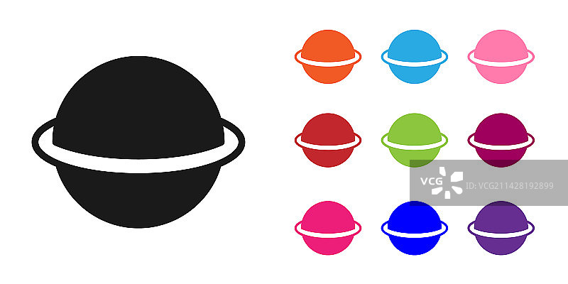 黑色土星带行星环系统图片素材