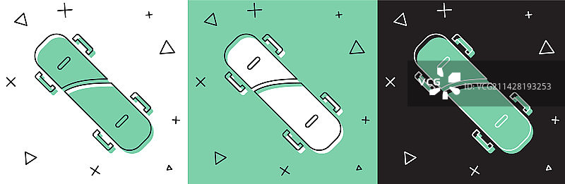 白色和绿色背景上的滑板图标图片素材