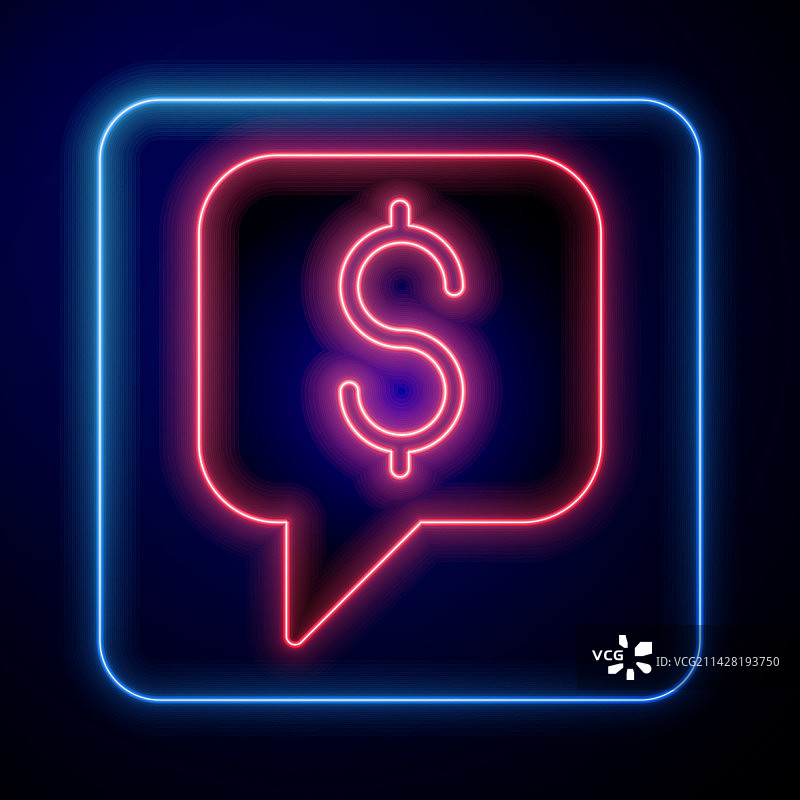 黑色背景上发光的霓虹付费支持图标图片素材