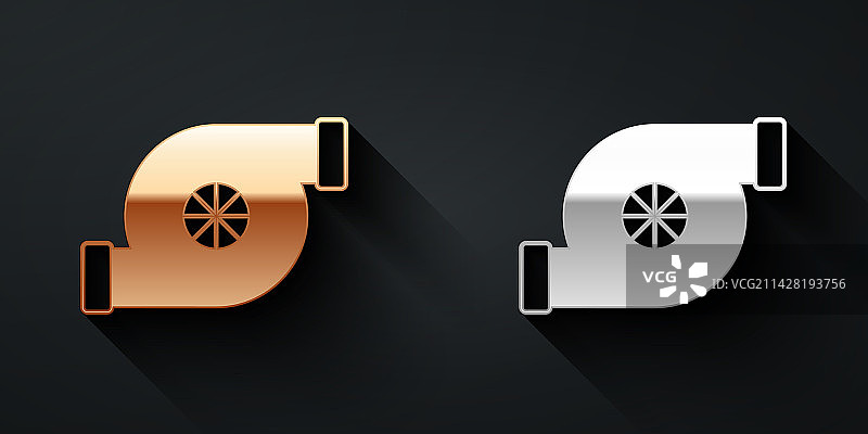 金色和银色汽车涡轮增压器图标图片素材