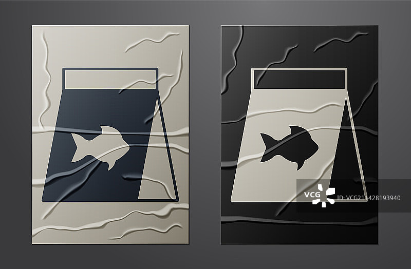 白色鱼食图标，隔离在褶皱上图片素材