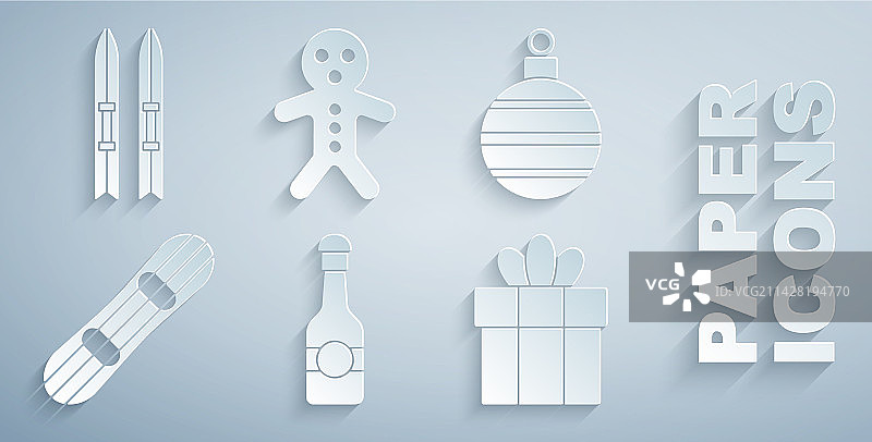 香槟瓶、圣诞球、滑雪板素材图片素材