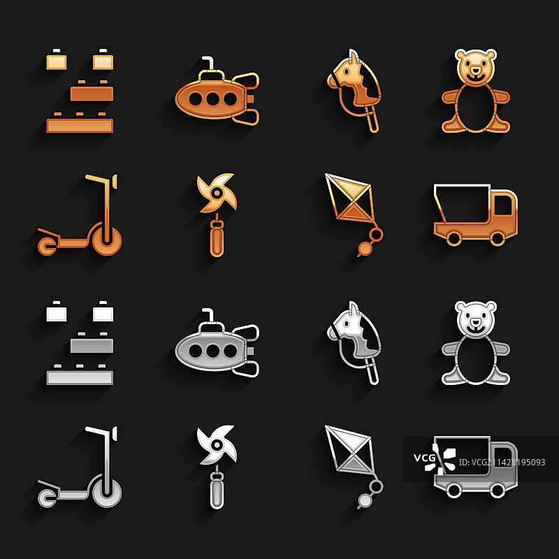 风车玩具、泰迪熊毛绒玩具卡车图片素材