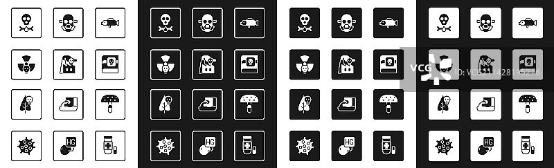 河豚、工厂烟雾、放射性元素图片素材