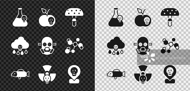 烧杯与有毒液体毒苹果苍蝇套装图片素材