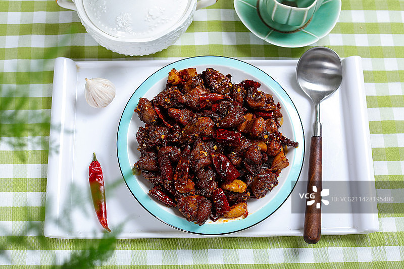 特色农家菜爆炒辣子鸡图片素材