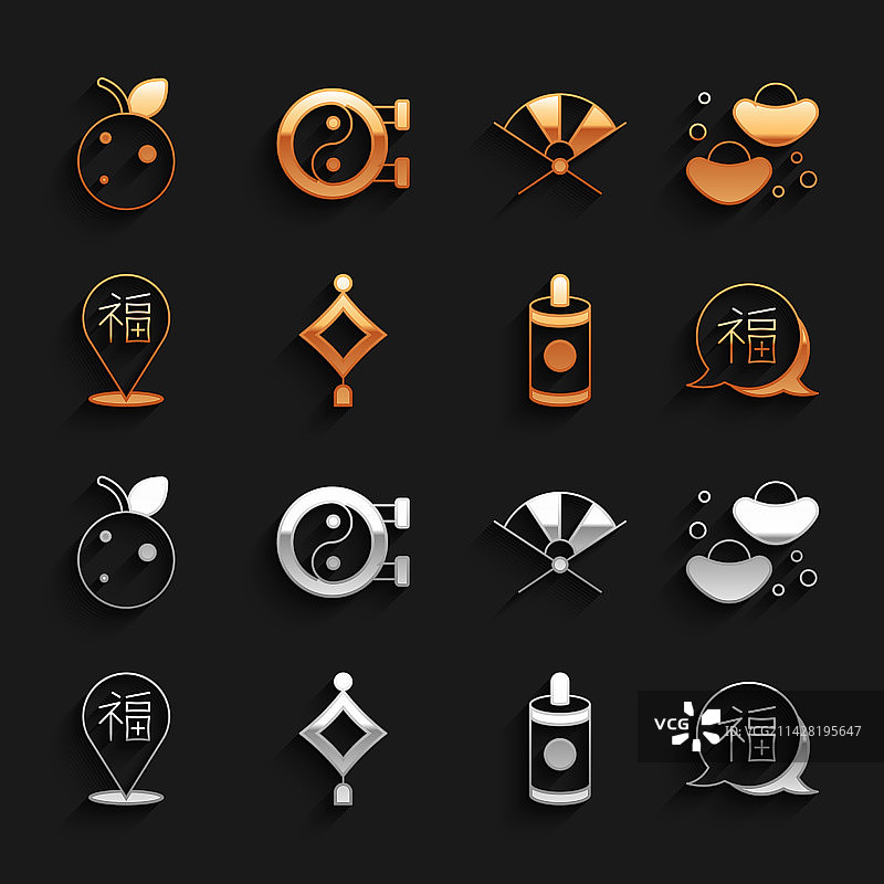 中国风纸灯笼幸运饼干元素组合图片素材