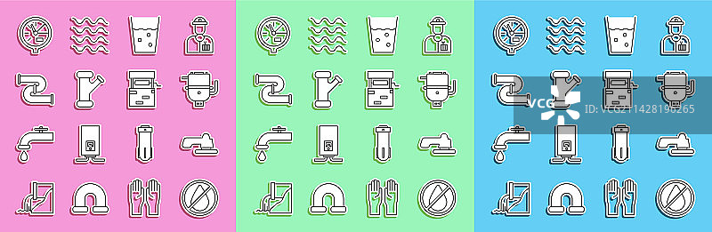 禁止用水龙头滴水线条图标图片素材