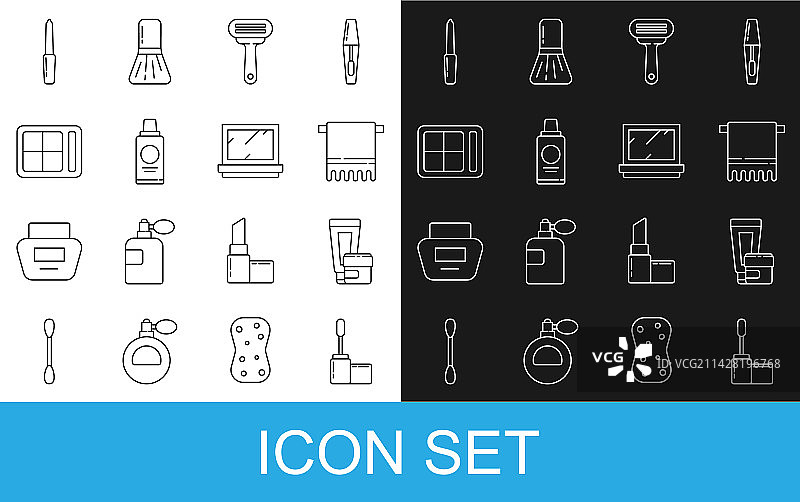 睫毛膏刷、乳霜或润肤露化妆品线条组合图片素材