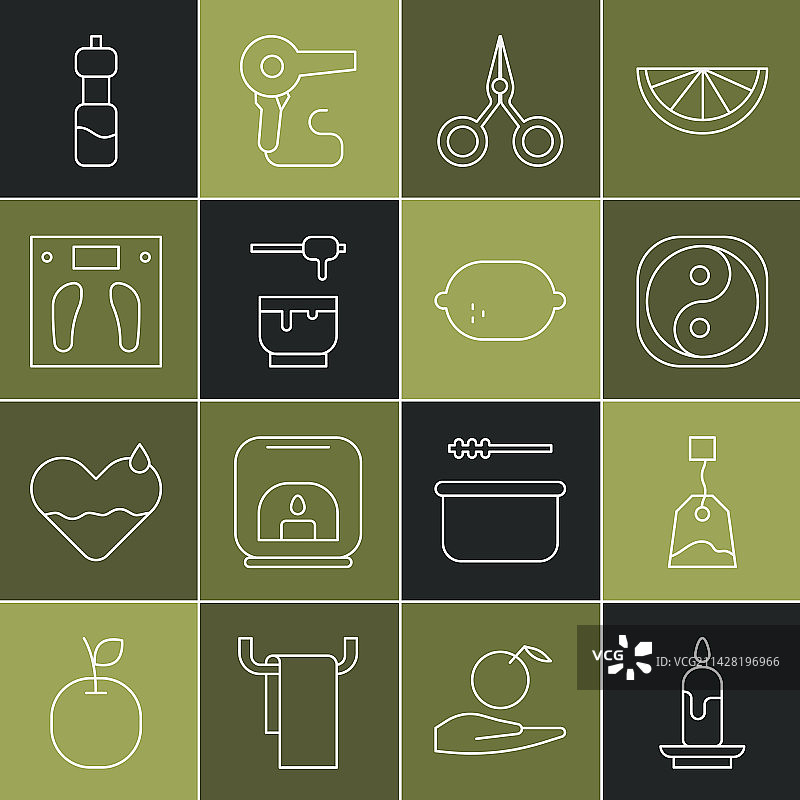 燃烧的蜡烛、茶包与阴阳图片素材