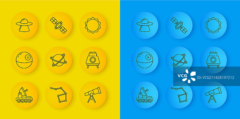 火星探测器死星卫星线条集合图片素材