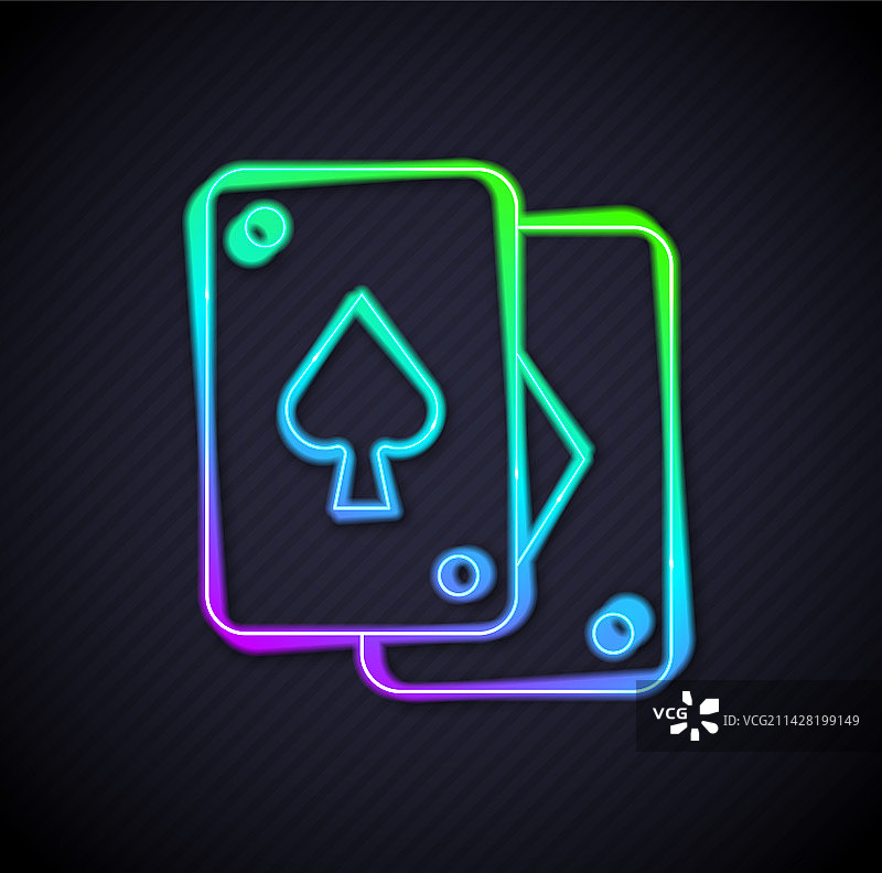 发光霓虹灯线条扑克牌图标图片素材