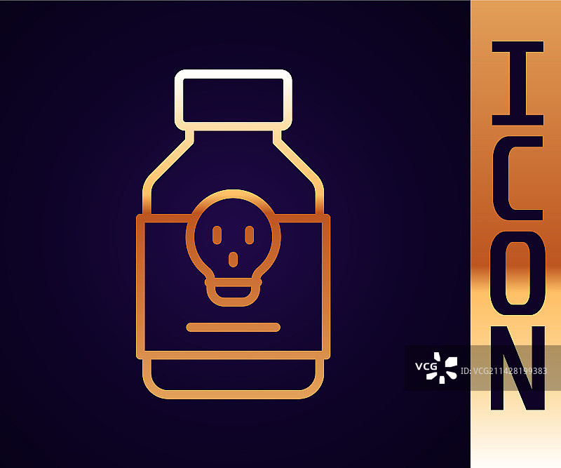 黑色背景上的金色毒丸图标图片素材