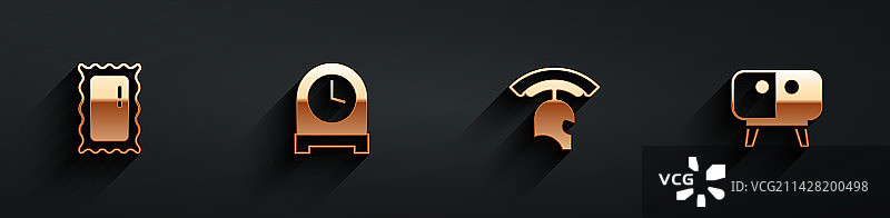 大穿衣镜古董钟罗马图标套装图片素材