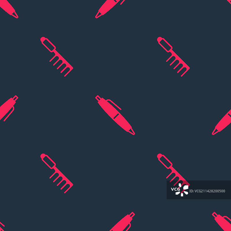 梳子和笔的无缝图案图片素材