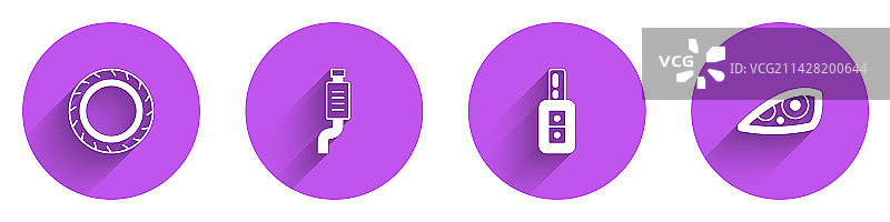 汽车轮胎、车轮、消声器、遥控钥匙图标图片素材