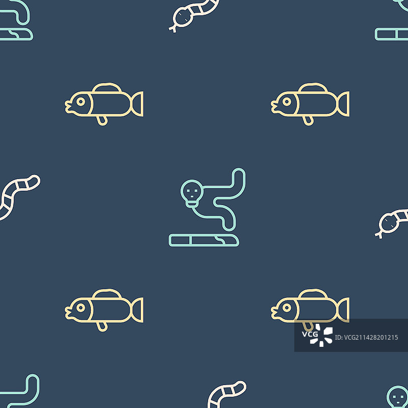 蛇、河豚和香烟图案图片素材