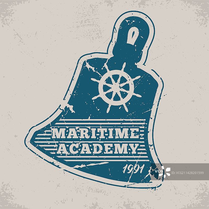 航海学院徽章复古单色图片素材