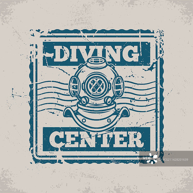 潜水中心单色复古徽章图片素材