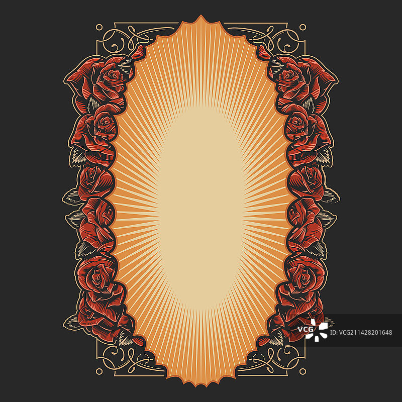 椭圆形花框模板彩色图片素材