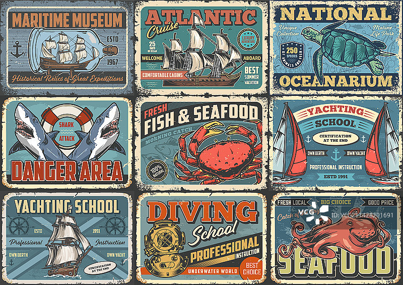 海洋旅游彩色系列宣传单图片素材