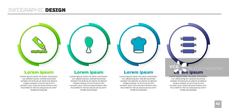 番茄酱瓶、鸡腿、厨师帽套装图片素材
