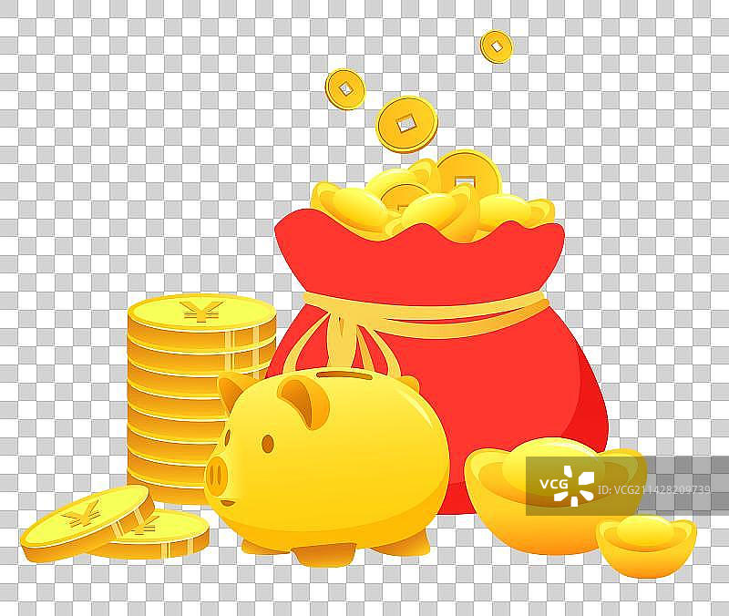 金融互联网商务金币福袋存钱罐元宝元素素材图片素材