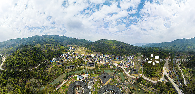 航拍福建南靖土楼群图片素材