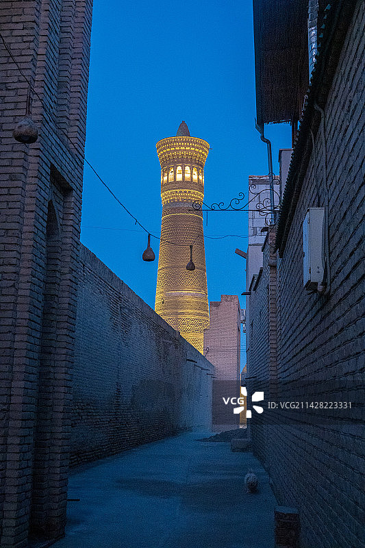 乌兹别克斯坦布哈拉宣礼塔蓝调图片素材