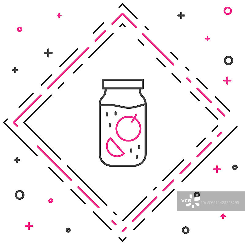 白色背景上的果酱罐图标线条图片素材