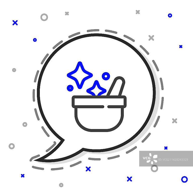 白色背景下的线性女巫大锅图标图片素材