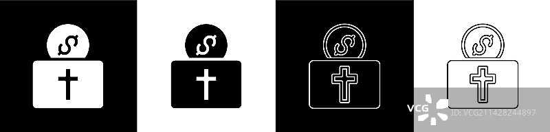 黑色背景上的教堂捐赠图标图片素材