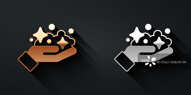 黑色背景上孤立的金色和银色金矿图标图片素材