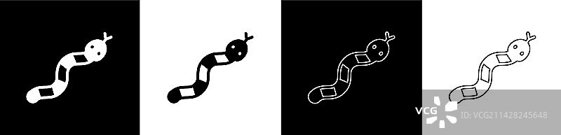 黑白背景上的蛇图标图片素材