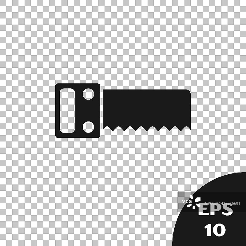 透明背景上的黑色手锯图标图片素材