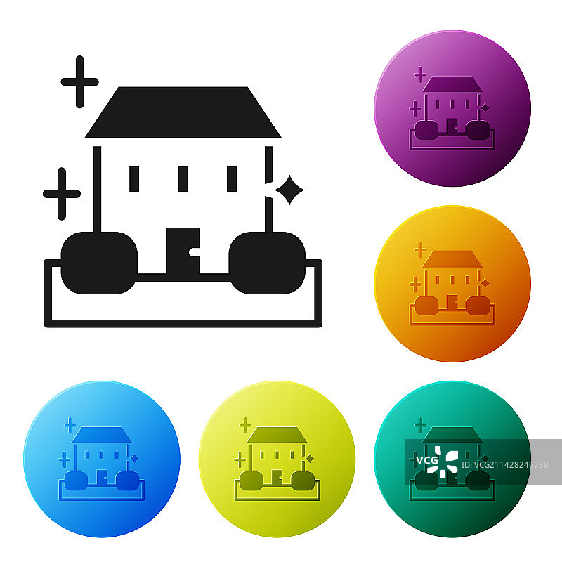 黑色家庭清洁服务概念图标图片素材