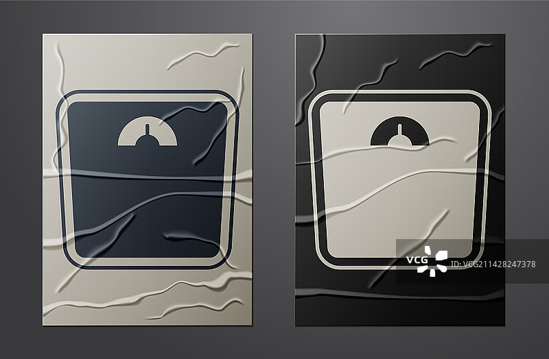 褶皱背景上的白色浴室秤图标图片素材