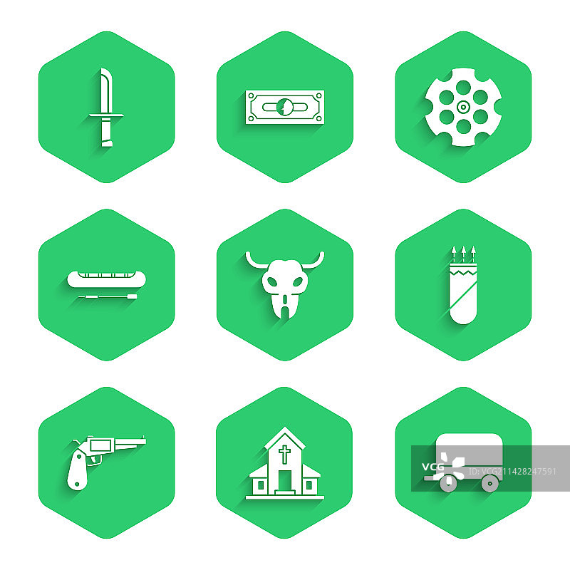 水牛头骨、教堂建筑、美国西部素材图片素材