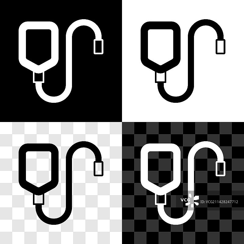 黑白色背景上的静脉输液袋图标套装图片素材