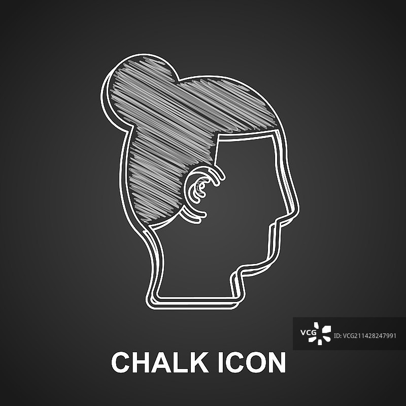 黑色背景上的男性粉笔发型图标图片素材