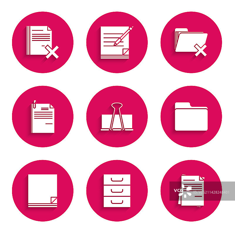 长尾夹、带文件的抽屉组合图片素材