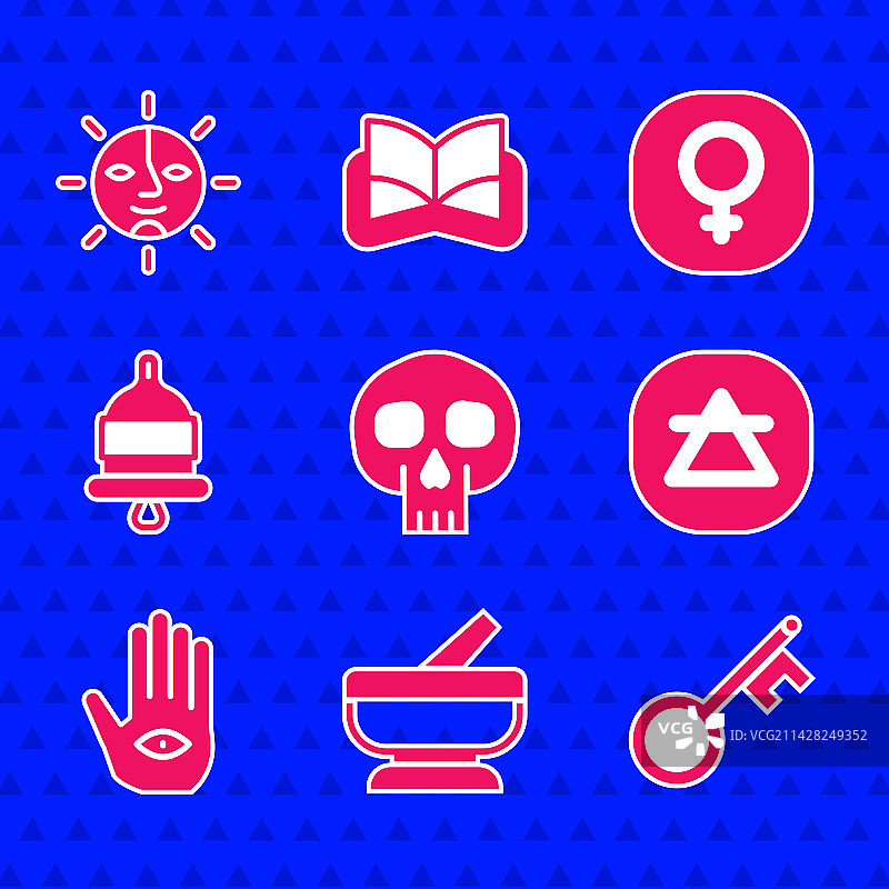 研钵杵旧钥匙空气元素头骨套装图片素材