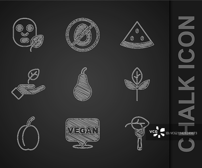 梨纯素食饮食李子叶套装图片素材