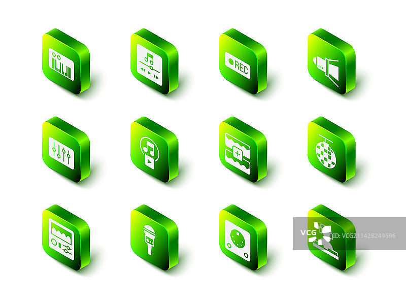 音乐播放器、录音按钮和电影聚光灯图片素材