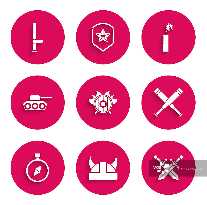 中世纪盾牌与交叉斧头的维京人图片素材