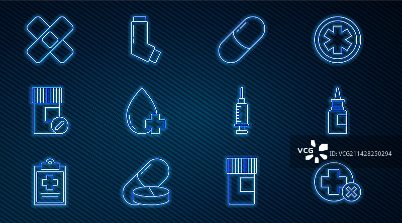 线条十字架、医院医疗用品、药瓶、鼻腔图片素材