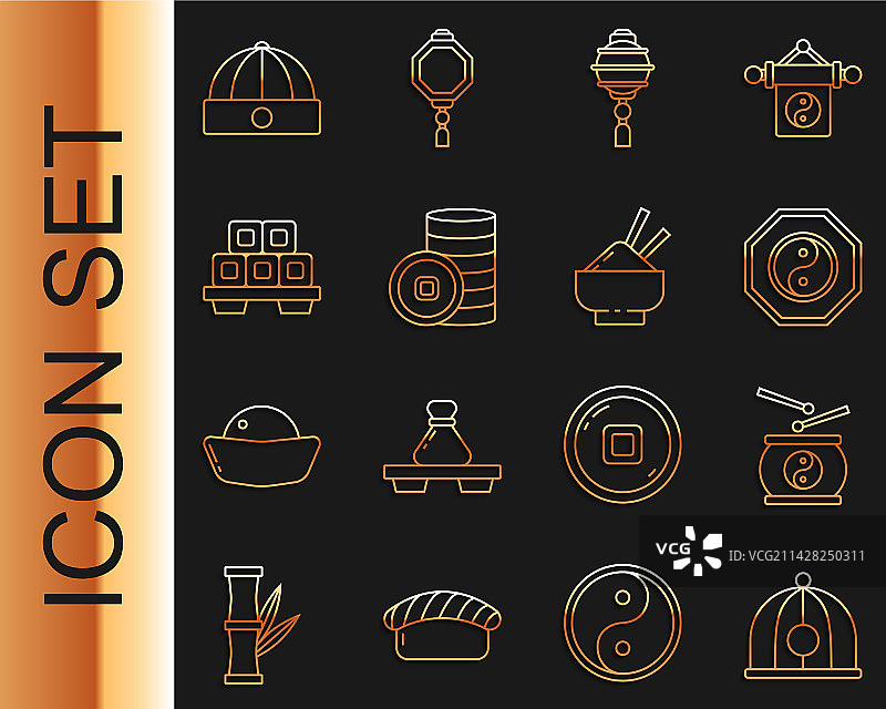 中国风帽子鼓阴阳剪纸套餐图片素材