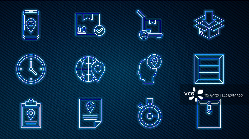 信封、木箱、手推车线条设计图片素材