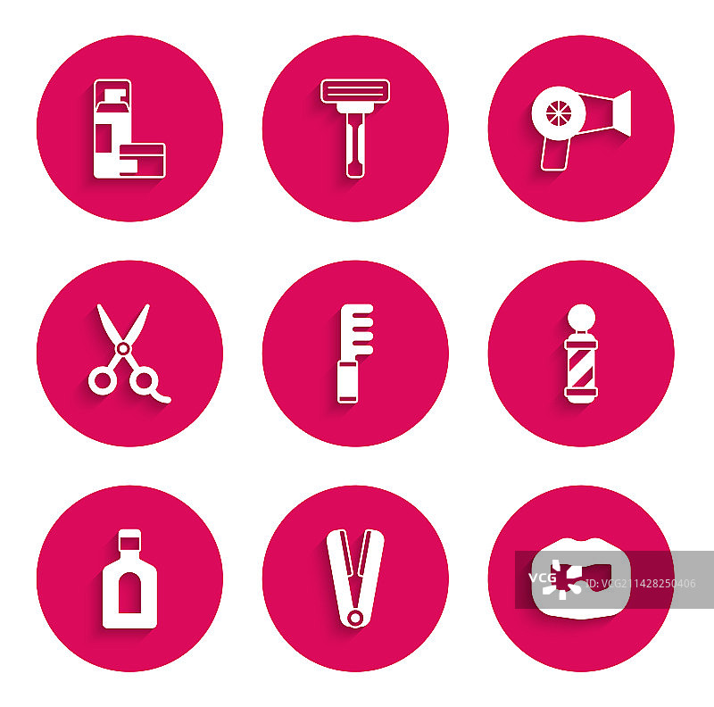 发刷卷发棒胡须组合图片素材