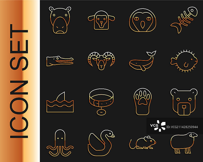 线条绵羊熊头河豚猫头鹰图片素材